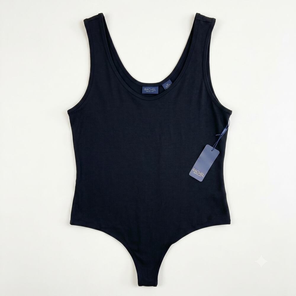 Rachel Roy Sleeveless Thong Bodysuit Black Round Neck Stretch Casual Womens XL